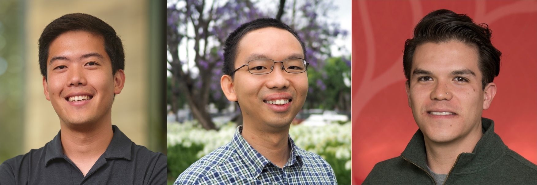 Co-authors Brian Hie (left), Xiaojing Gao (center), and Santiago Mille Fragoso (right)